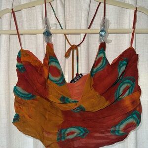 Zara Red and Orange Camisole with Green Accents